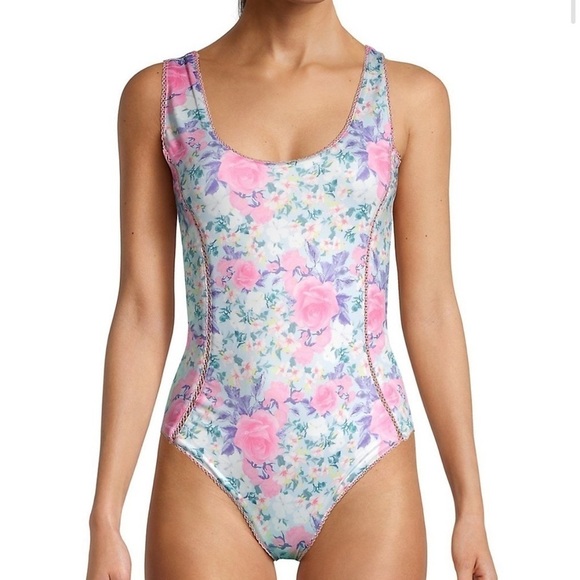 LoveShackFancy NWT Mikkel One Piece PRIMROSE PINKBERRY Swimsuit Size Large - Picture 6 of 16